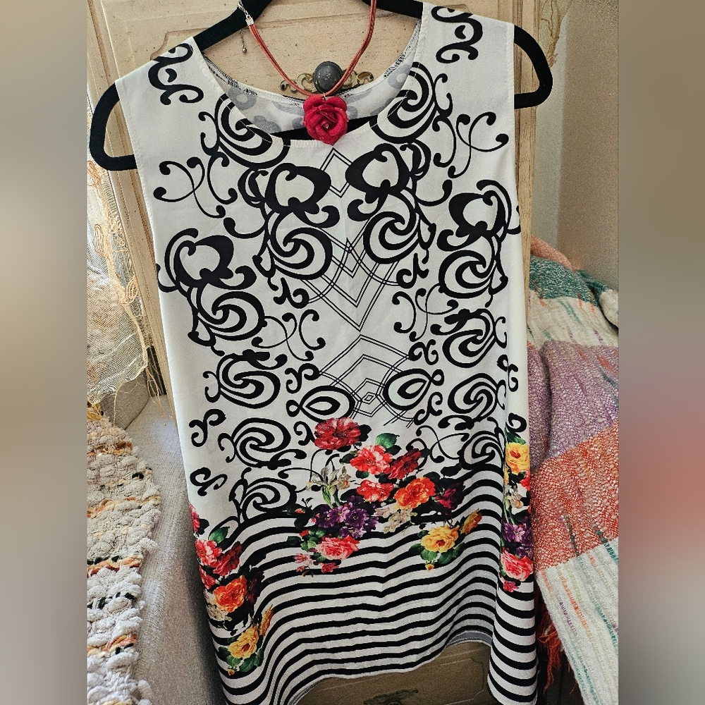 Boho Summer Floral and Stripe Shift Dress🌺